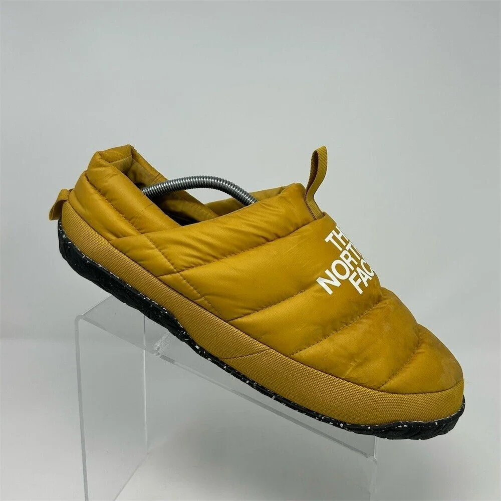 The North Face Nuptse Mule Slippers Unisex Mustard Yellow Insulated Camp Size 13
